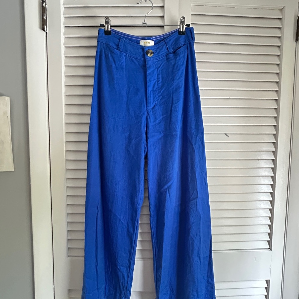 Maeve Wide Leg linen Pants - Royal Blue